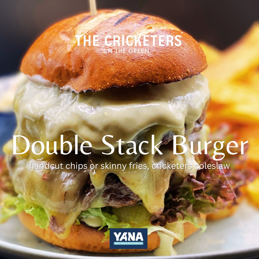 The Cricketers Double stack burger at The Cricketers on The Gree, Norfolk