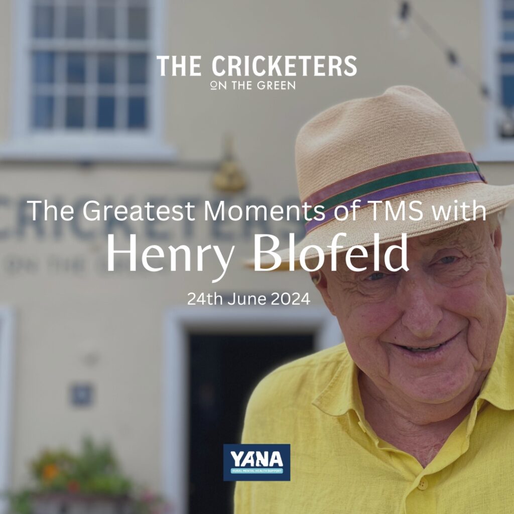 The greatest moments of Test Match Special picked by Henry Blofeld, an event at The Cricketers on The Green, Aldborough Norfolk