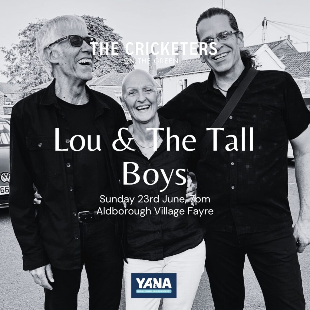 Lou & The Tall Boys plat The Cricketers on The Green, Norfolk, 23rd June 2024 on the day of Aldborough Village Fayre