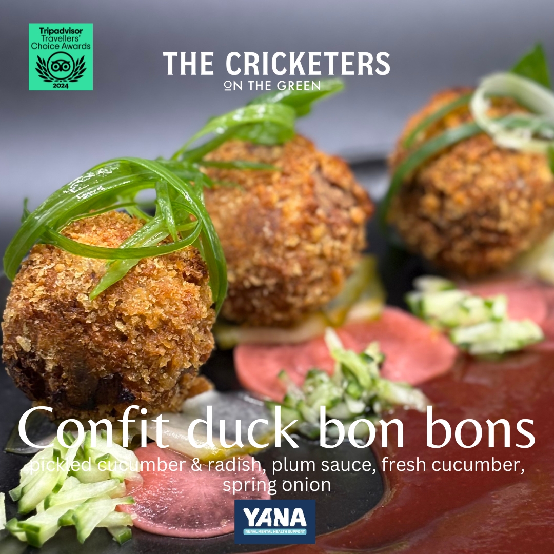 Confit duck bon bons at The Cricketers on The Green, Aldborough, Norfolk - insta