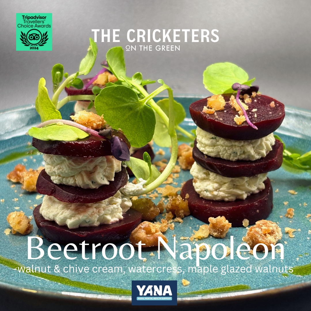 Roast Beetroot Napoleon at The Cricketers on The Green, Aldborough, Norfolk - Insta